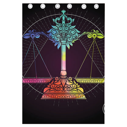 Colorful Libra Sign Print Curtain