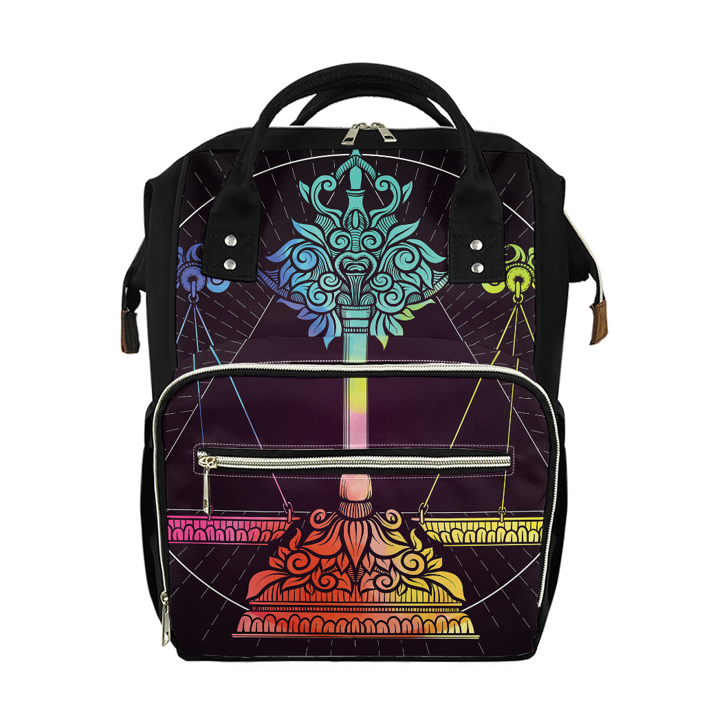 Colorful Libra Sign Print Diaper Bag