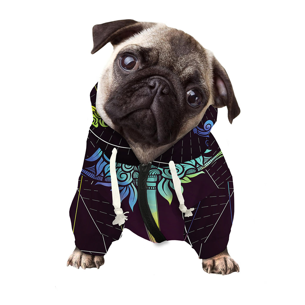 Colorful Libra Sign Print Dog Zip Up Hoodie