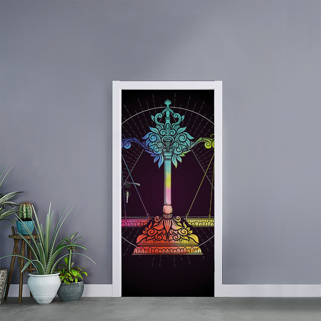 Colorful Libra Sign Print Door Sticker