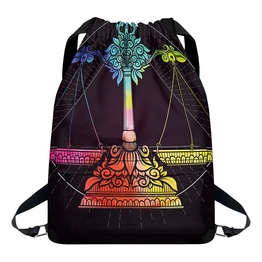 Colorful Libra Sign Print Drawstring Backpack