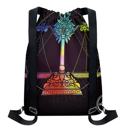 Colorful Libra Sign Print Drawstring Backpack