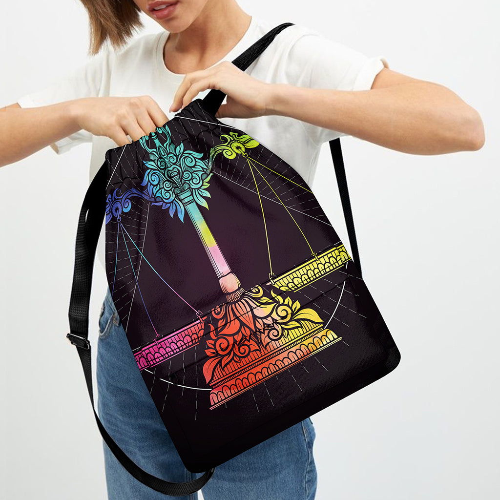Colorful Libra Sign Print Drawstring Backpack