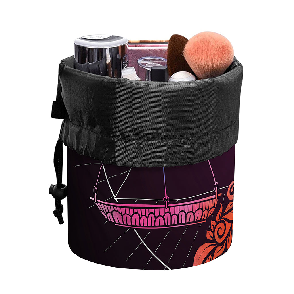 Colorful Libra Sign Print Drawstring Makeup Bag