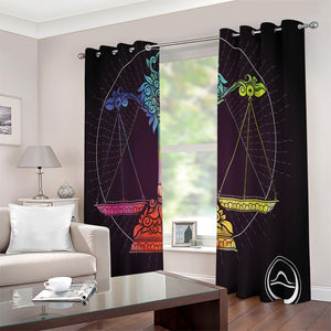 Colorful Libra Sign Print Extra Wide Grommet Curtains