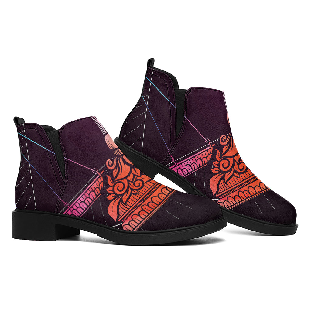 Colorful Libra Sign Print Flat Ankle Boots