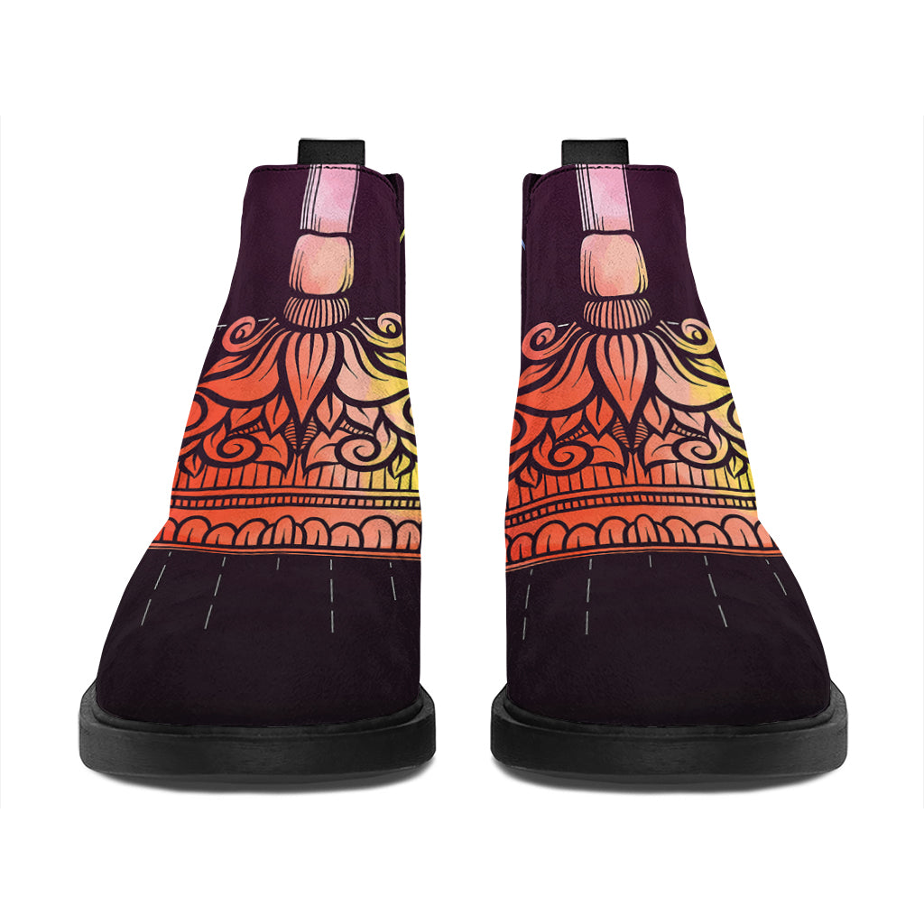 Colorful Libra Sign Print Flat Ankle Boots