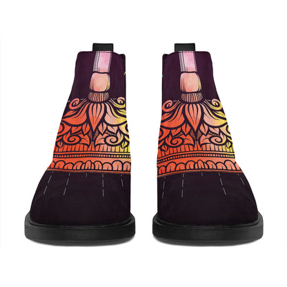 Colorful Libra Sign Print Flat Ankle Boots