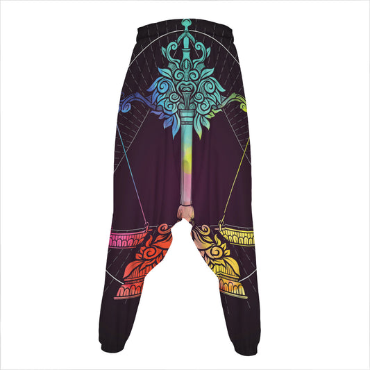 Colorful Libra Sign Print Hammer Pants