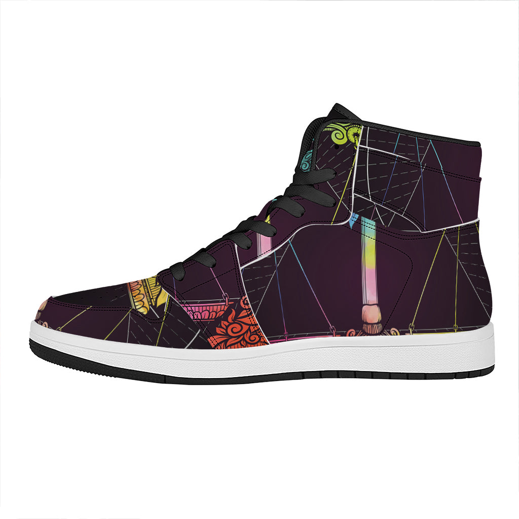 Colorful Libra Sign Print High Top Leather Sneakers