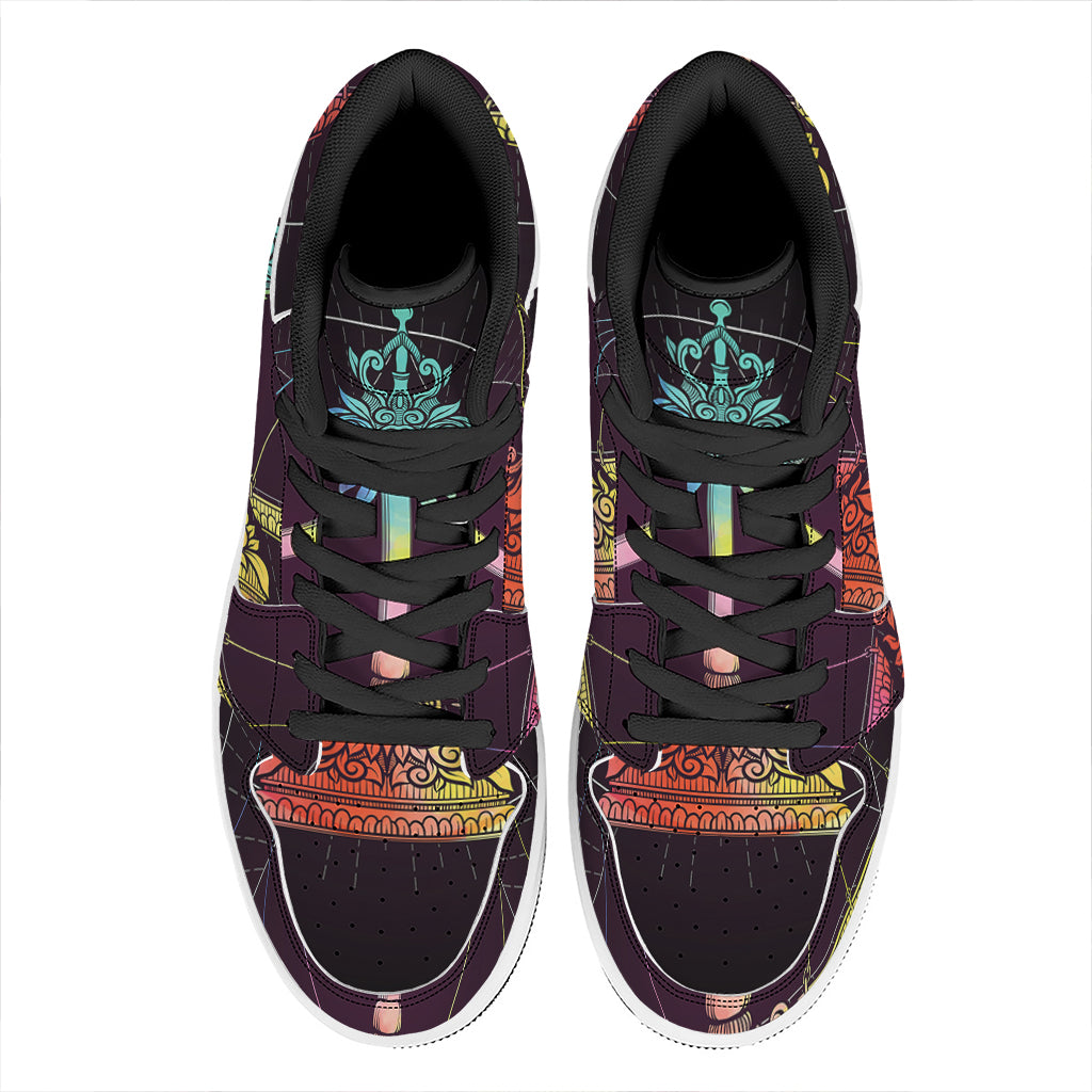 Colorful Libra Sign Print High Top Leather Sneakers