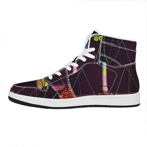 Colorful Libra Sign Print High Top Leather Sneakers