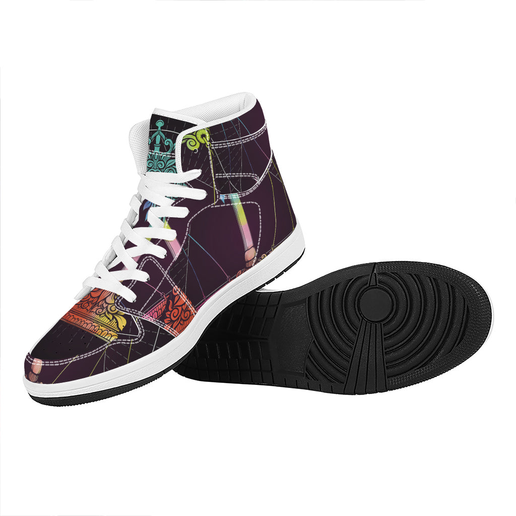 Colorful Libra Sign Print High Top Leather Sneakers