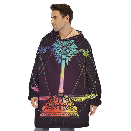 Colorful Libra Sign Print Hoodie Blanket