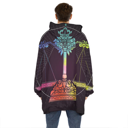 Colorful Libra Sign Print Hoodie Blanket