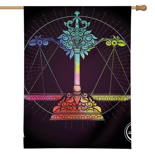 Colorful Libra Sign Print House Flag