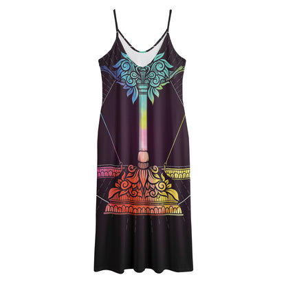 Colorful Libra Sign Print Jersey Midi Cami Dress