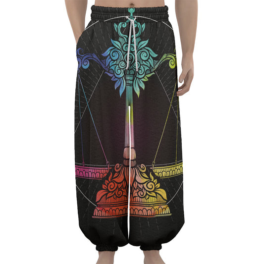 Colorful Libra Sign Print Lantern Pants