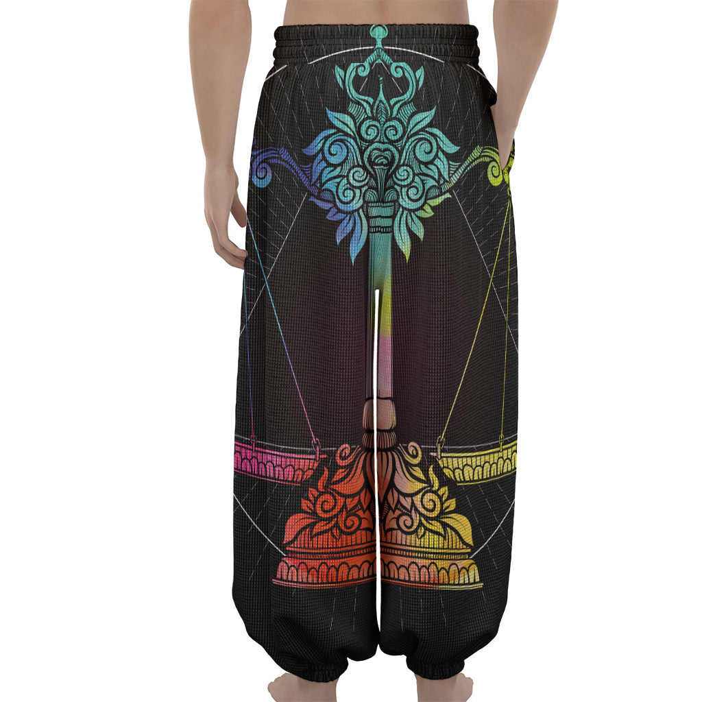 Colorful Libra Sign Print Lantern Pants