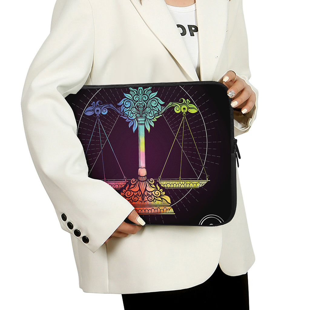 Colorful Libra Sign Print Laptop Sleeve