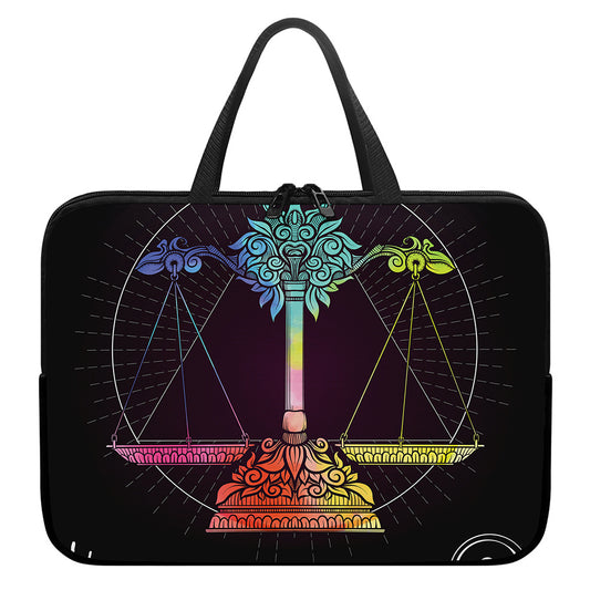 Colorful Libra Sign Print Laptop Sleeve With Handle