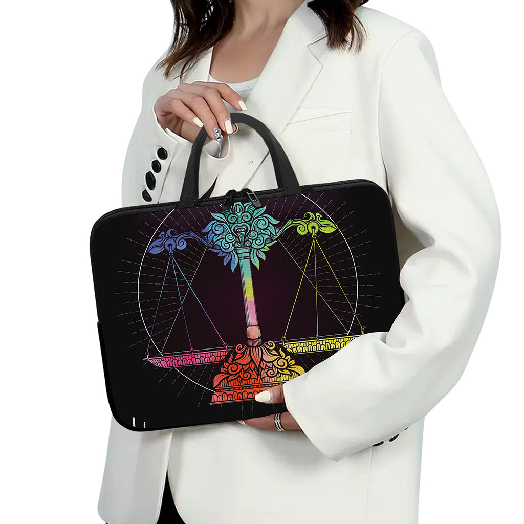 Colorful Libra Sign Print Laptop Sleeve With Handle