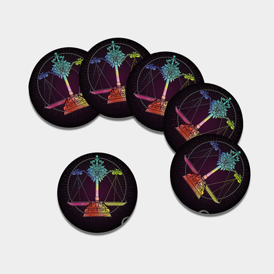 Colorful Libra Sign Print Leather Coaster Set