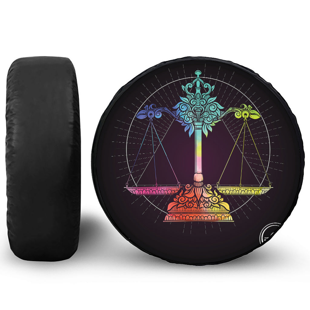 Colorful Libra Sign Print Leather Spare Tire Cover