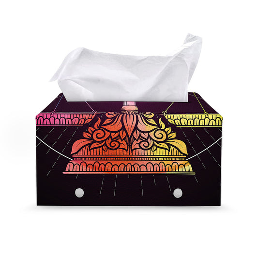 Colorful Libra Sign Print Leather Tissue Box Cover