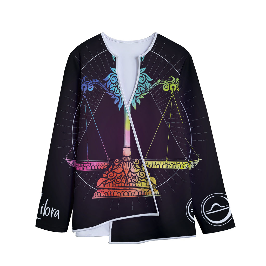 Colorful Libra Sign Print Long Sleeve Short Coat