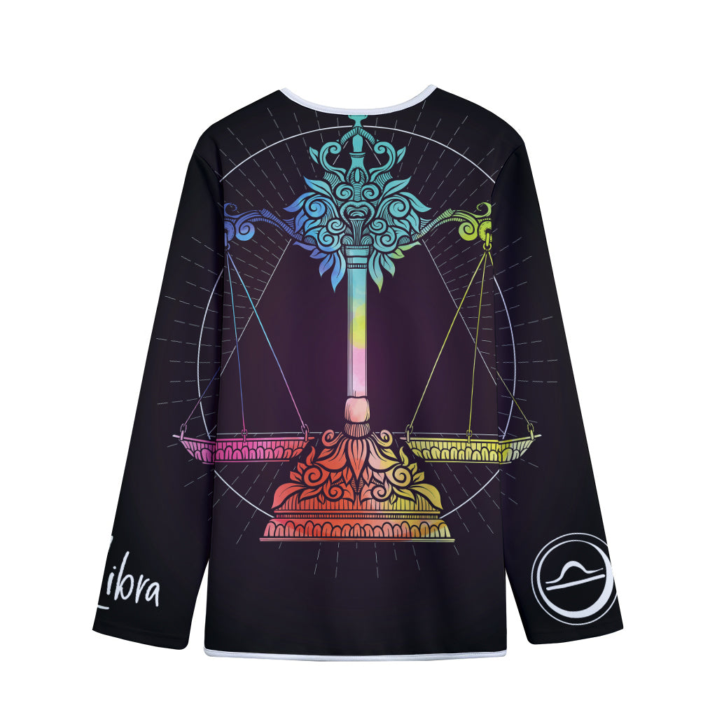 Colorful Libra Sign Print Long Sleeve Short Coat