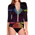 Colorful Libra Sign Print Long Sleeve Swimsuit