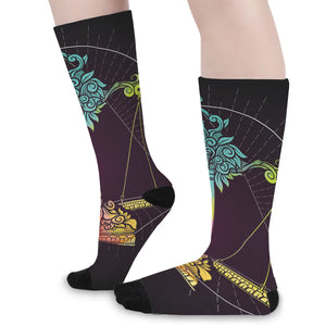 Colorful Libra Sign Print Long Socks