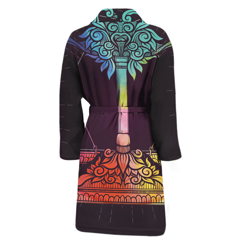 Colorful Libra Sign Print Men's Bathrobe