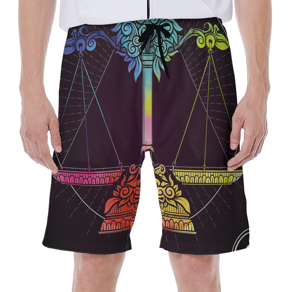 Colorful Libra Sign Print Men's Beach Shorts
