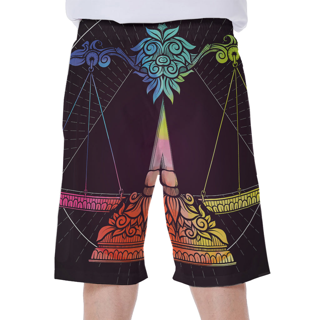 Colorful Libra Sign Print Men's Beach Shorts