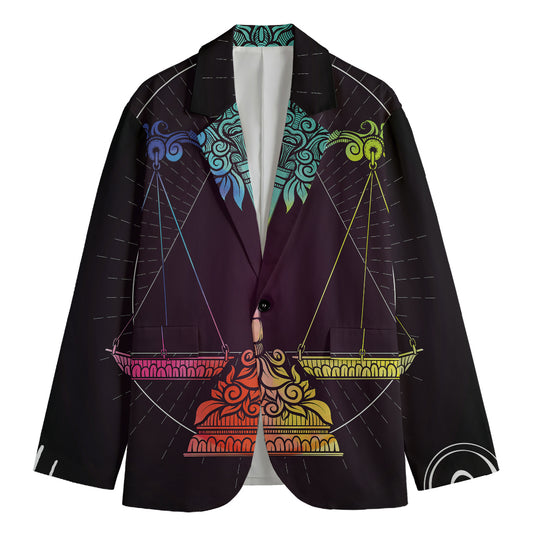 Colorful Libra Sign Print Men's Blazer