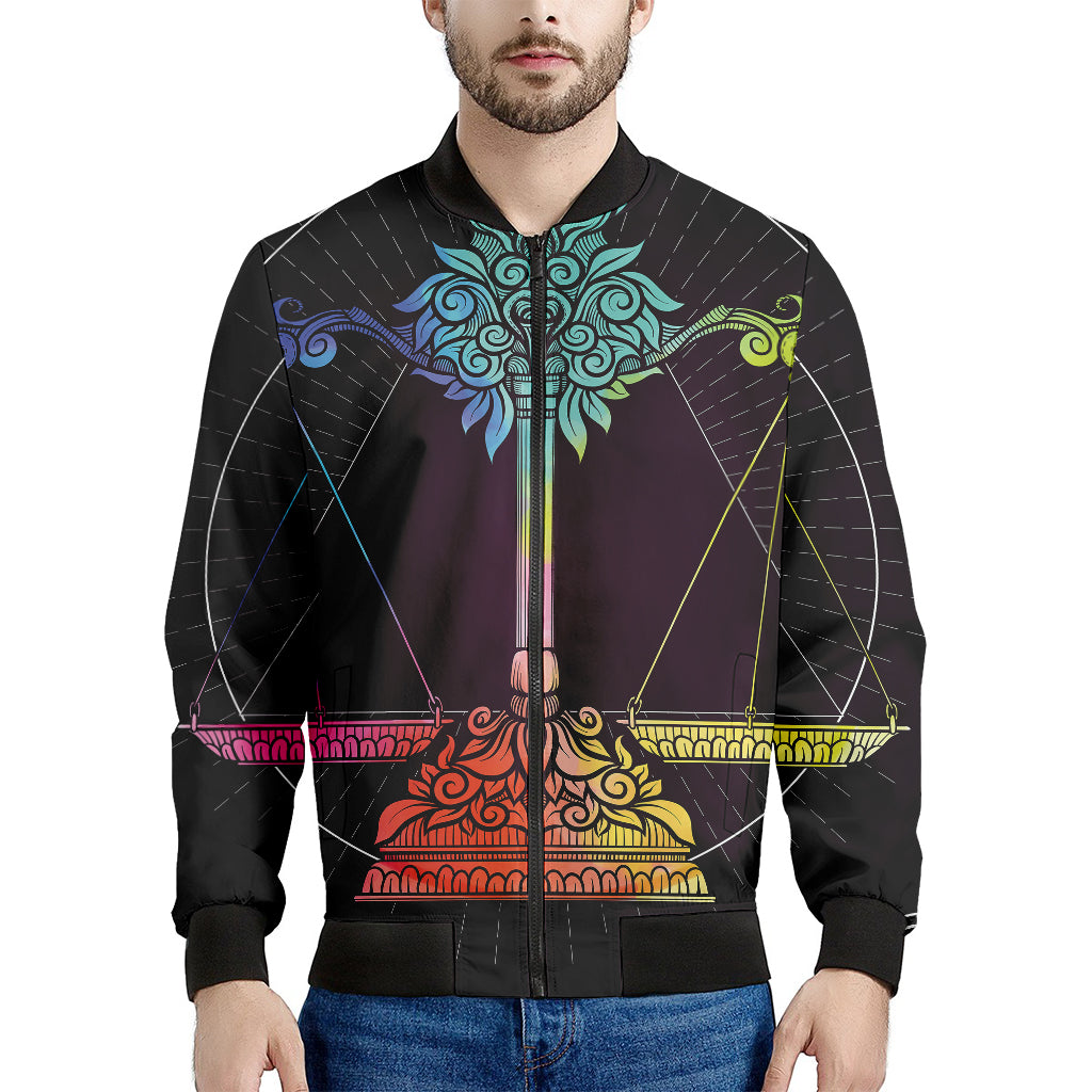 Colorful Libra Sign Print Men's Bomber Jacket