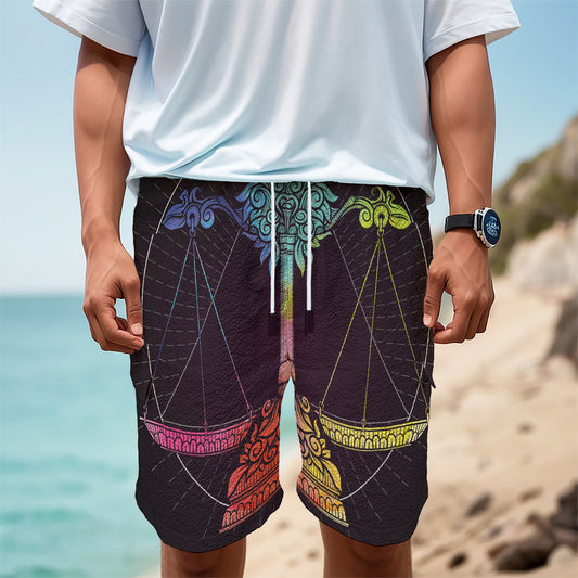 Colorful Libra Sign Print Men's Cargo Shorts