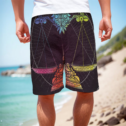 Colorful Libra Sign Print Men's Cargo Shorts