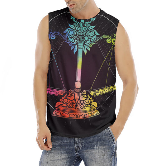 Colorful Libra Sign Print Men's Fitness Tank Top