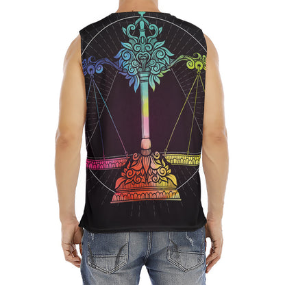 Colorful Libra Sign Print Men's Fitness Tank Top
