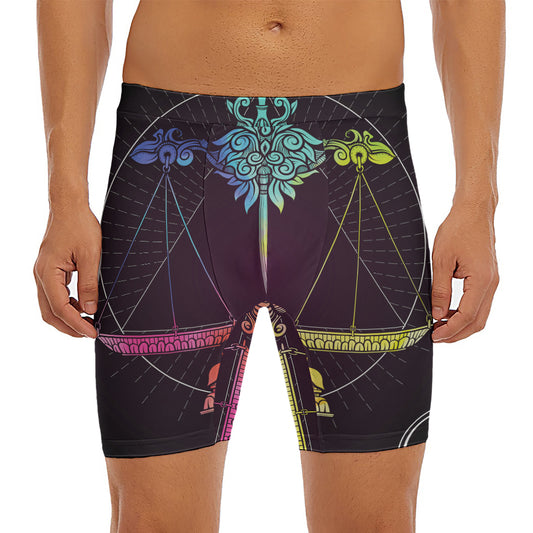 Colorful Libra Sign Print Men's Long Boxer Briefs