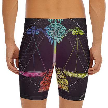 Colorful Libra Sign Print Men's Long Boxer Briefs