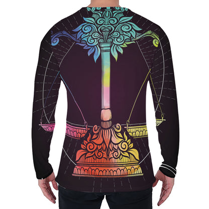 Colorful Libra Sign Print Men's Long Sleeve T-Shirt