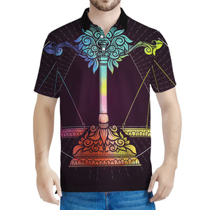 Colorful Libra Sign Print Men's Polo Shirt