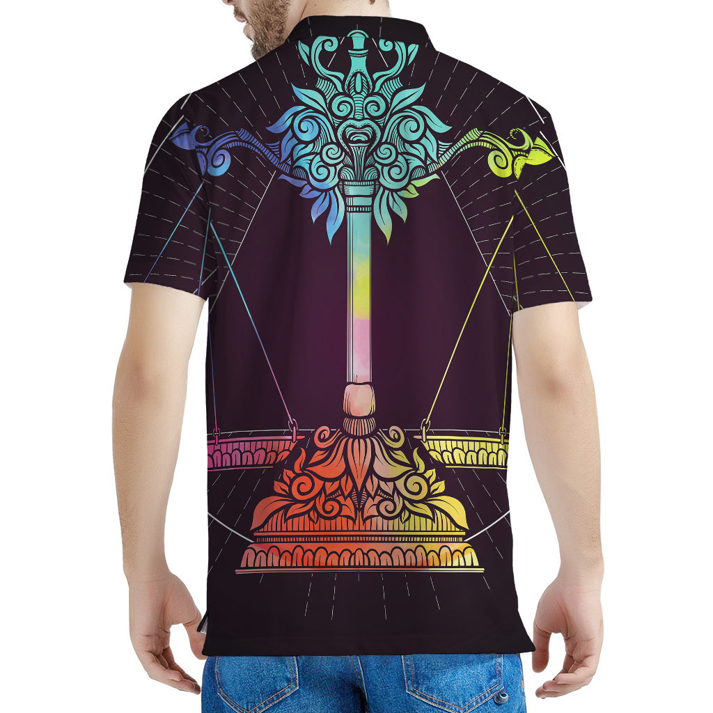 Colorful Libra Sign Print Men's Polo Shirt