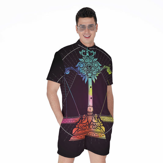 Colorful Libra Sign Print Men's Rompers
