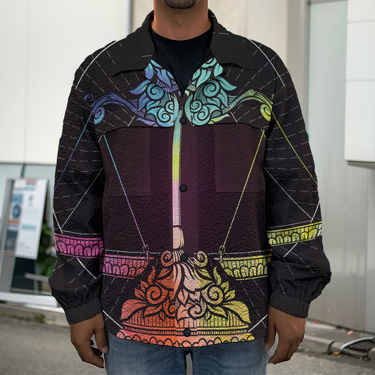 Colorful Libra Sign Print Men's Shirt Jacket