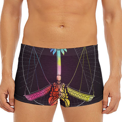 Colorful Libra Sign Print Men's Short Boxer Briefs